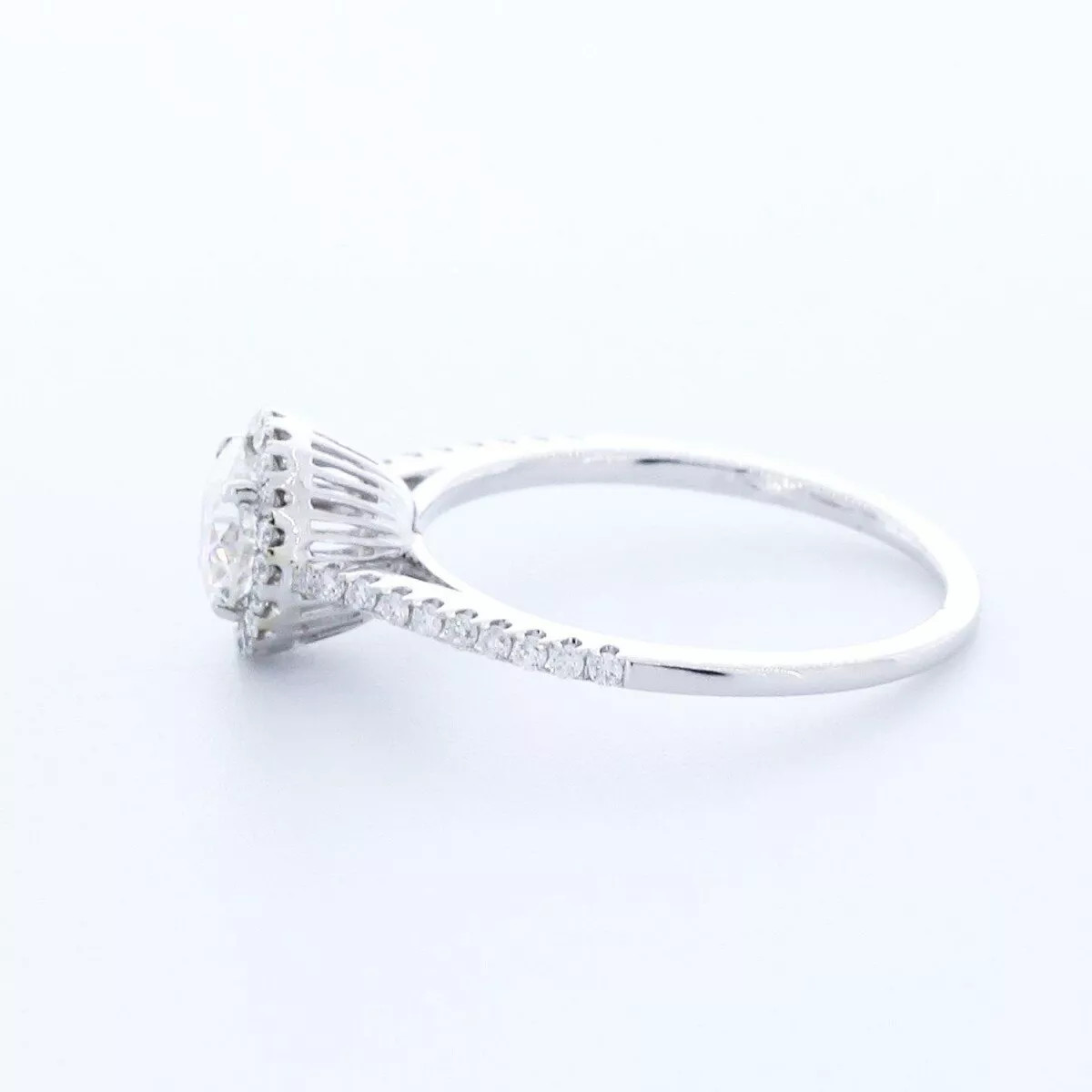 Side Stone Engagement Ring 14K Gold Halo 1.06 CT Round Lab-Grown Diamond D VS1