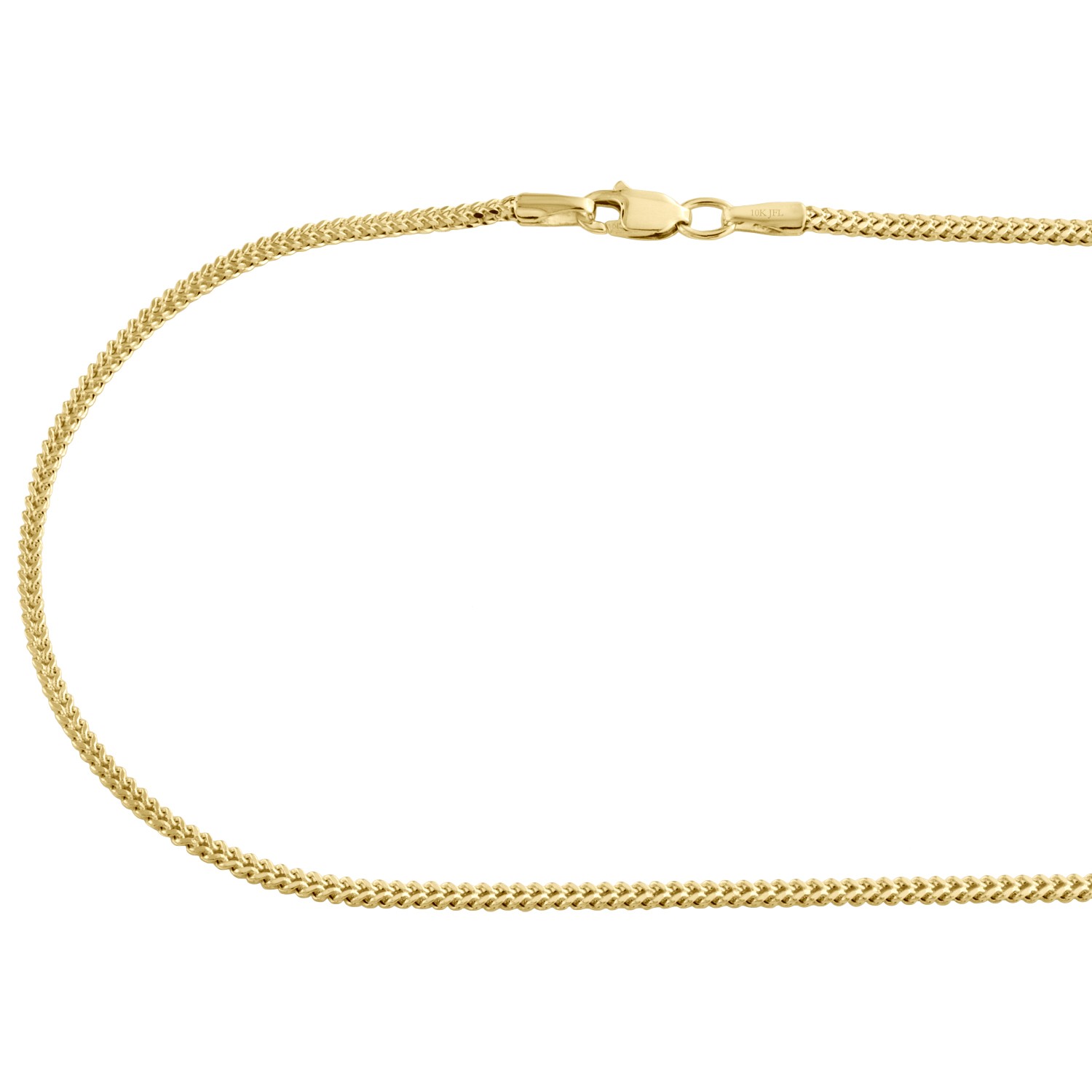 10K Yellow Gold 1.60mm Hollow Franco Chain 3D Square Box Necklae 16 – 30 Inches