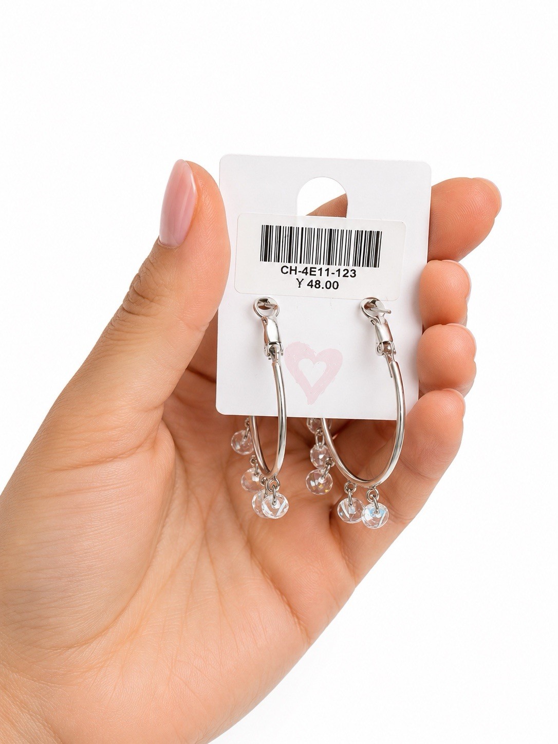 2 Pair Women’s Earrings Set Crystal Heart & Hoop Dangle Gift Box Included