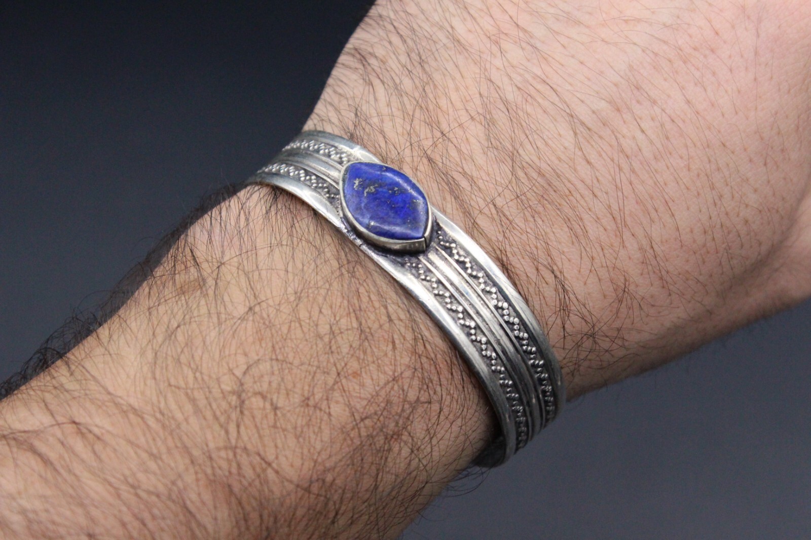 Afghan Bracelet, Lapis Lazuli Stones Bracelet, Cuff Alpaka Kuchi Boho Bracelet