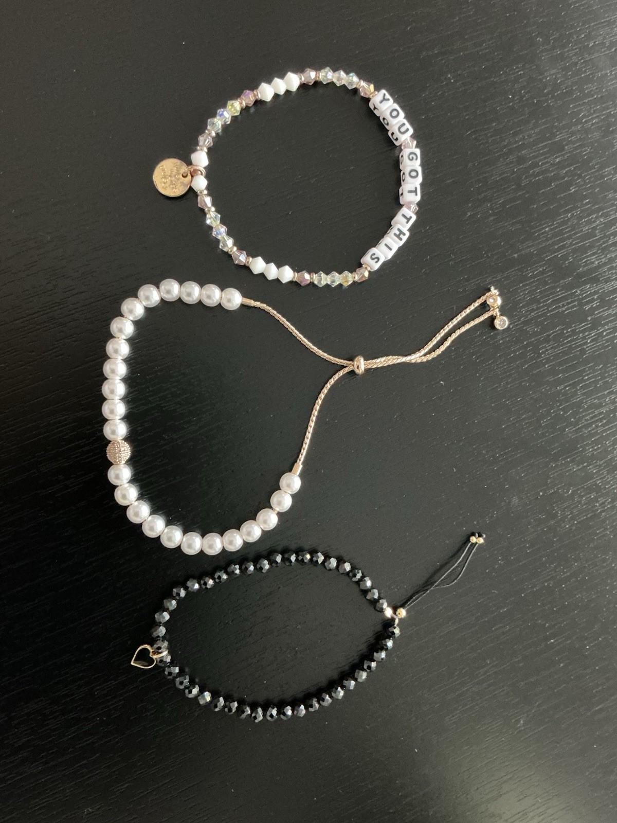 Costume Bracelets Set Of 3 Various Types Adjustable Lariat Closure And Stretch