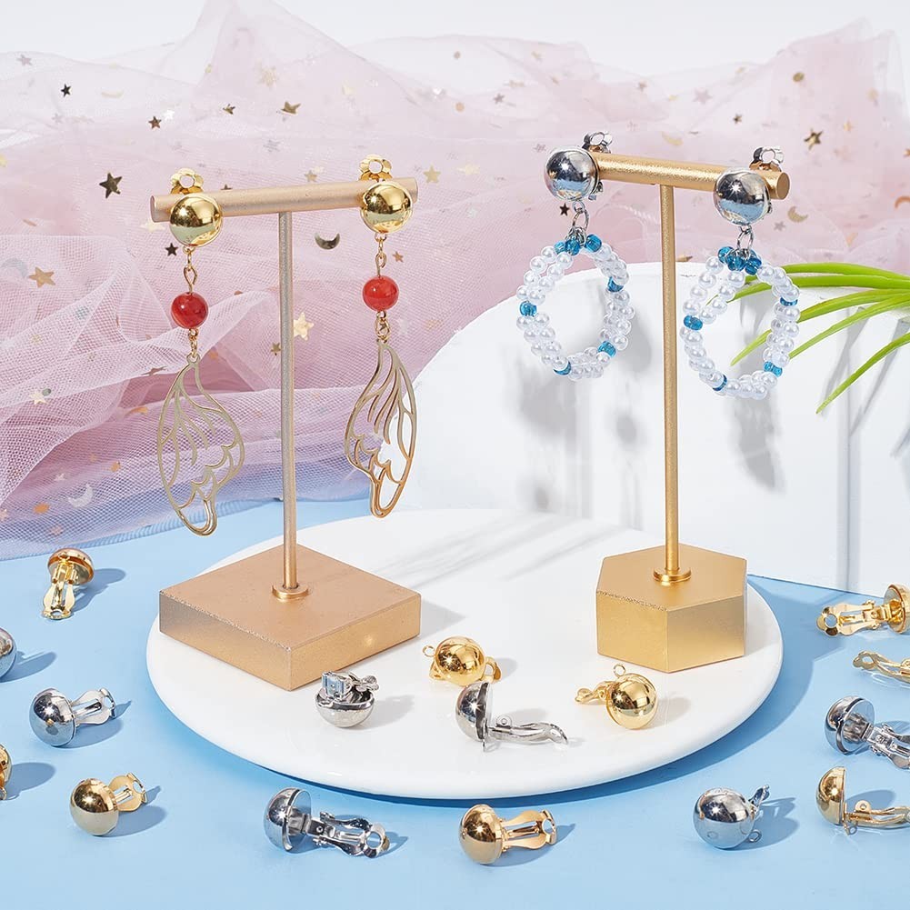 40pcs Clip-on Earring Converters, Brass Easy Open Loop Findings for Non-Pierced