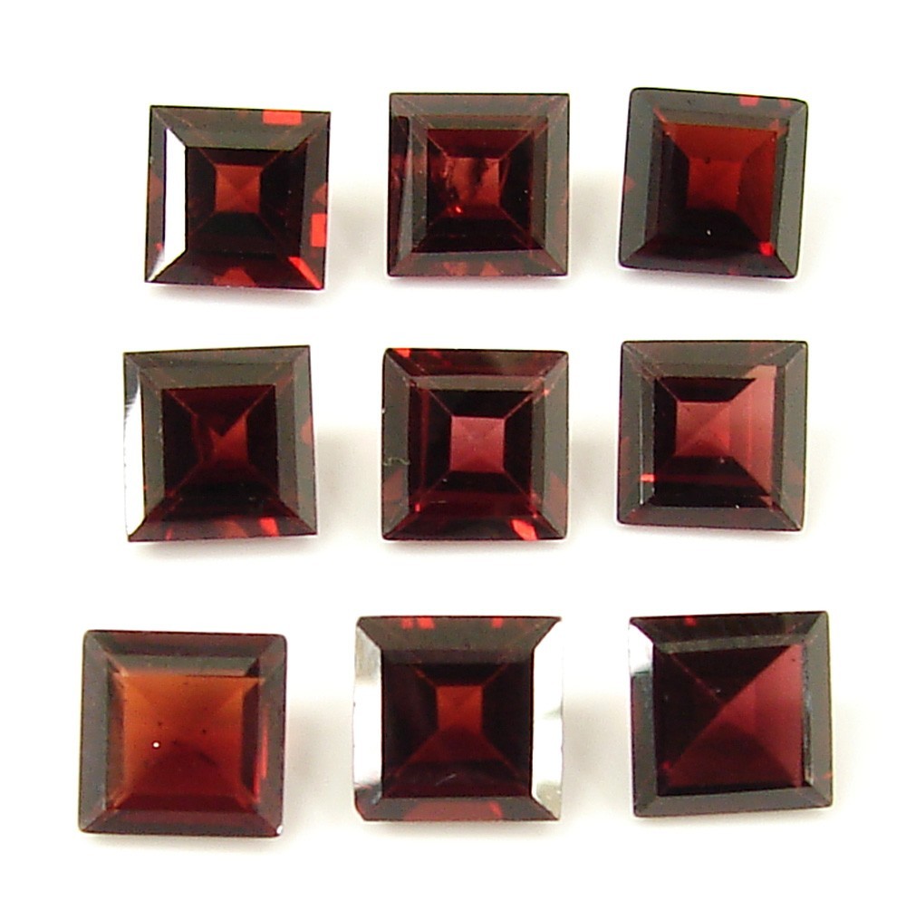 26.75 Ct Natural Red Garnet Loose 8 mm Gemstone Princess Cut 9 Pcs Lot – 1924