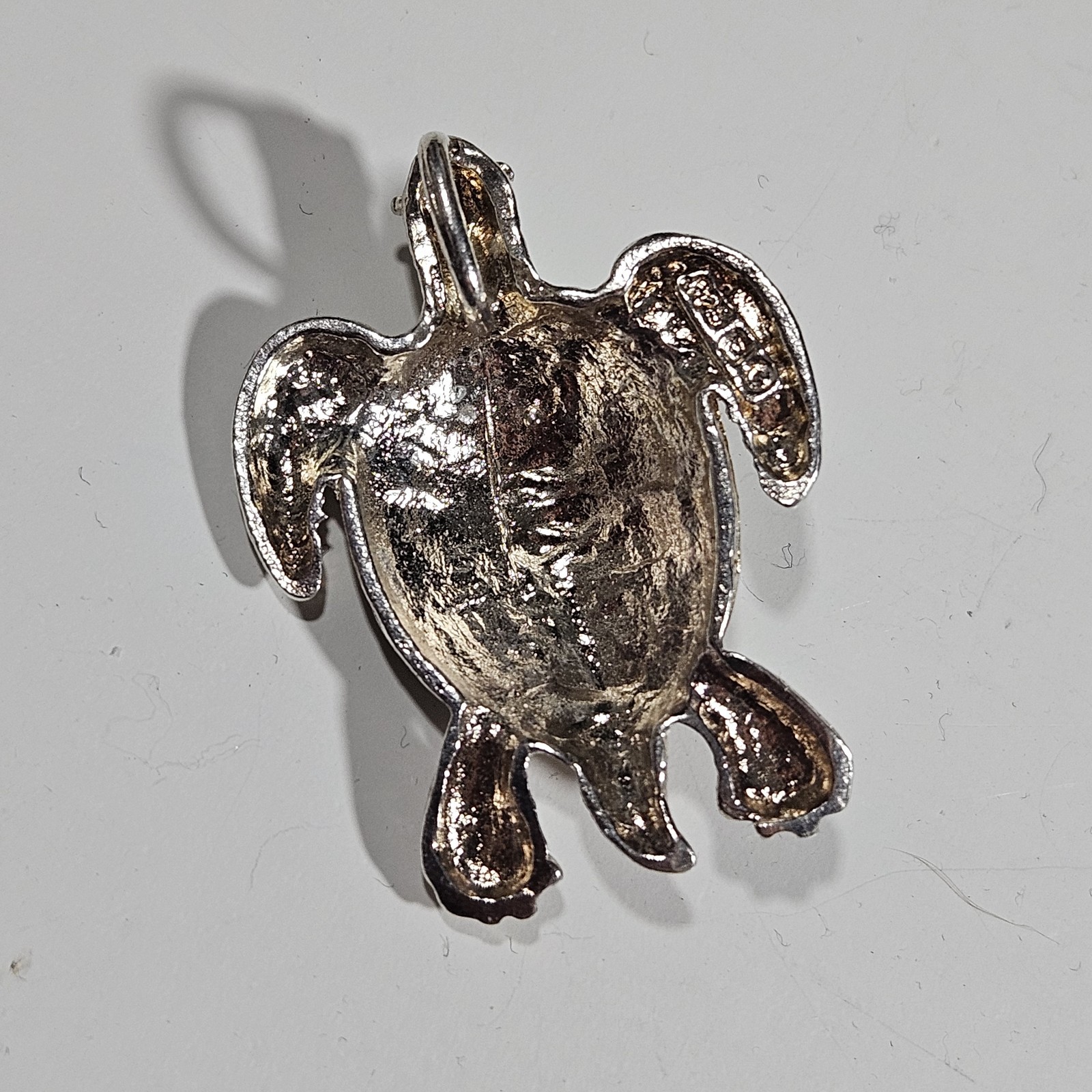 Vintage Sterling Silver Sea Turtle Slide Pendant Nautical Marine Life Hawaii