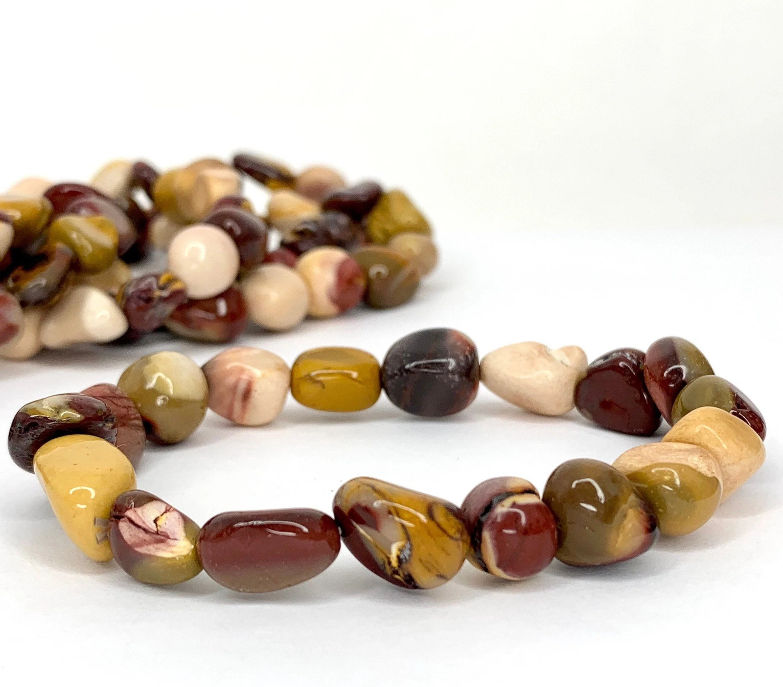 Mookaite Jasper Tumbled Bead Stretch Bracelet