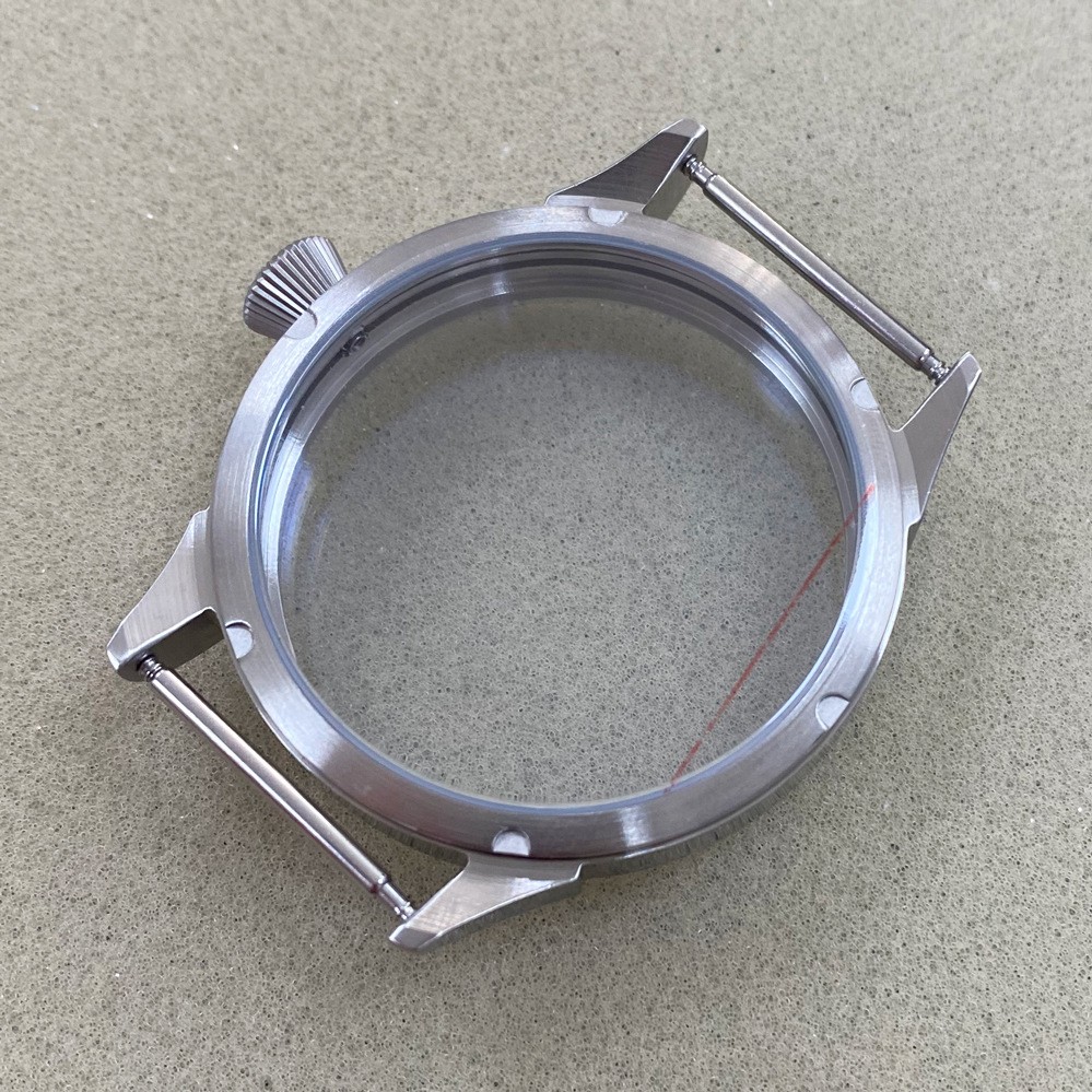 42mm 316L Solid Stainless Steel Watch Case Frosted For ETA 6497 ST3600 Movement