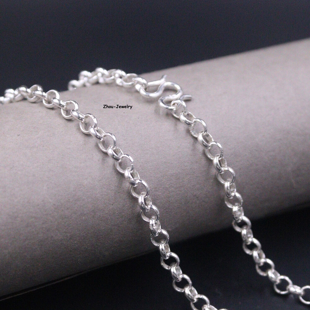 Real S925 Sterling Silver Chain 4.5mm Cable Rolo Link Necklace 16-17g 19.6inch