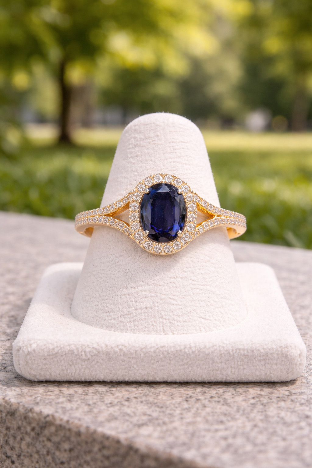 3.00 Ct Oval Natural Sapphire & Diamond Wedding Gift Ring 14K Yellow Gold Sz 7