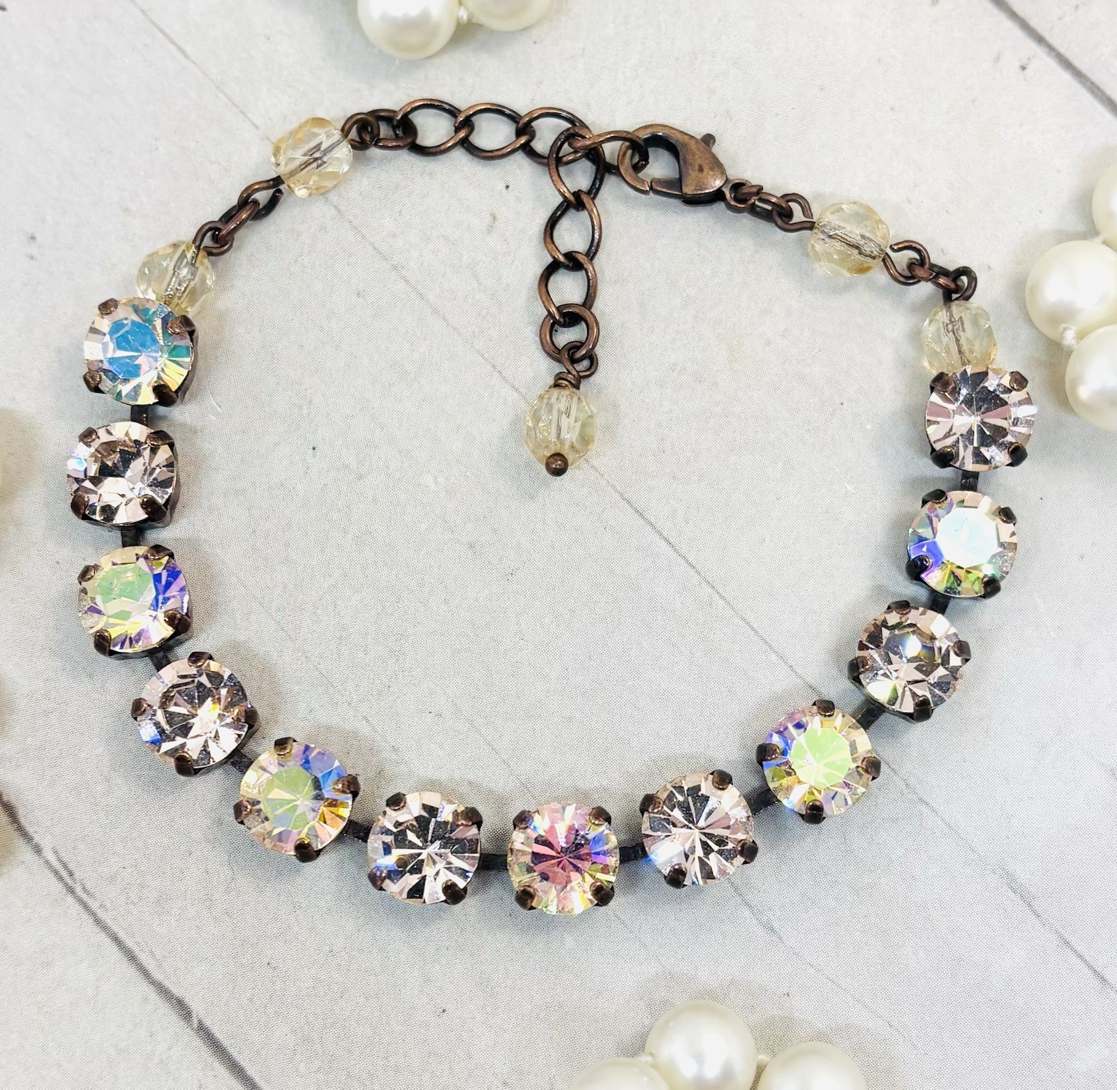 Antique Copper Plated Silk Champagne Cup Chain Tennis Bracelet