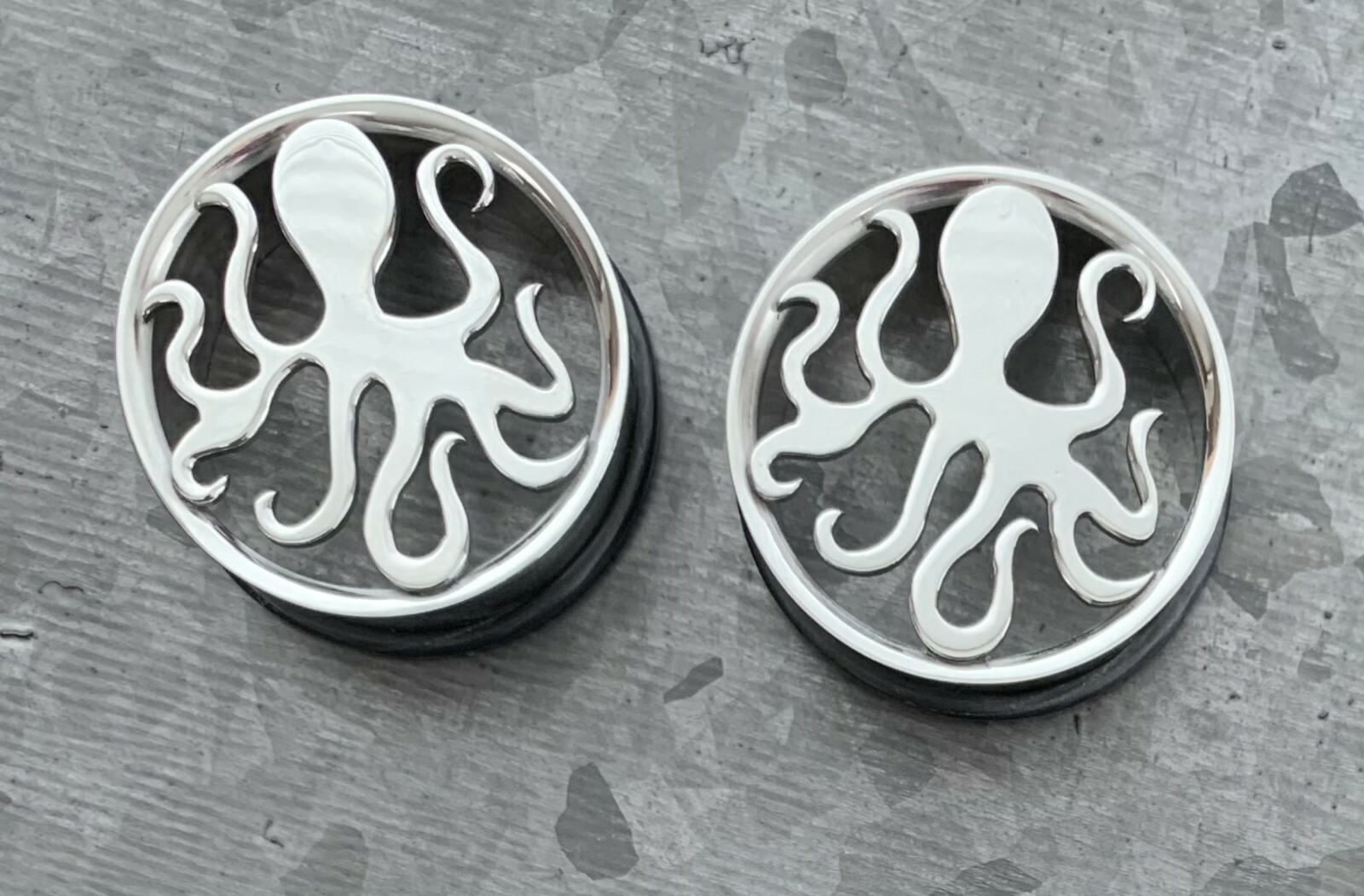 PAIR Octopus Surgical Steel Single Flare Tunnels Plugs Earlets Gauges 8mm-30mm