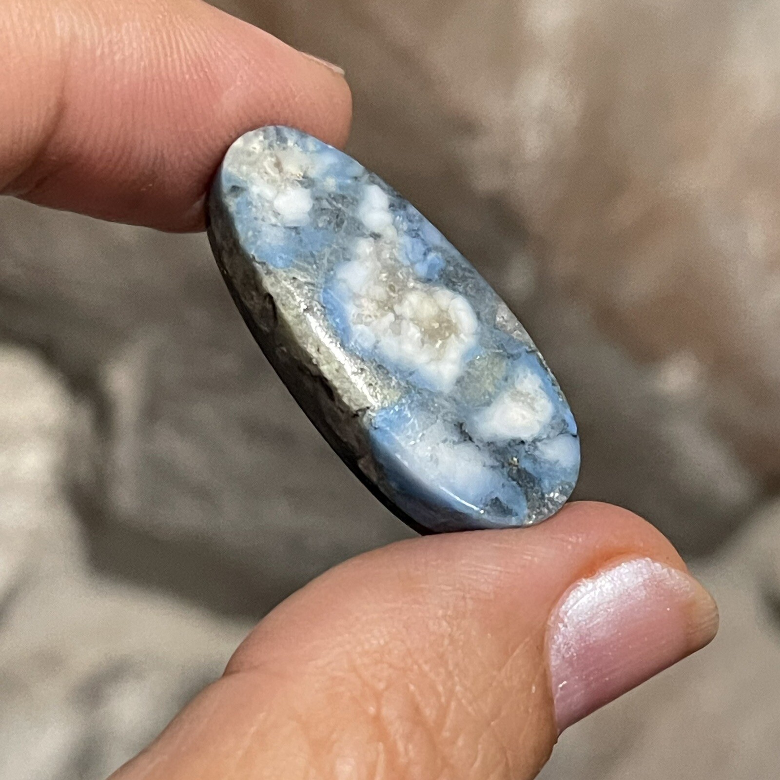 22.4ct 30.6×13.2x7mm White River Stone Lavender Opal Hubei Turquoise Cabochon
