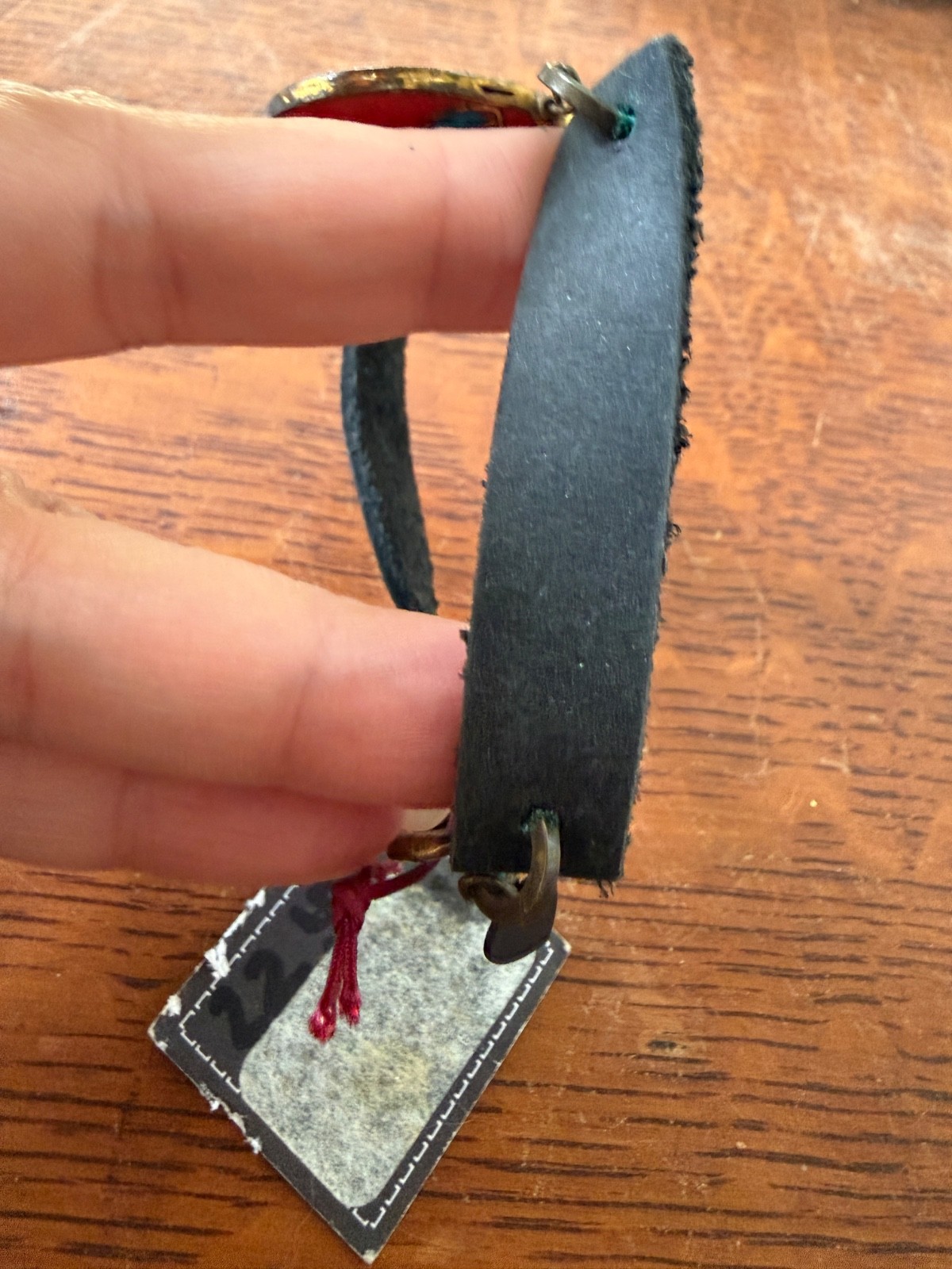 Bonnie Jonas Enamel Butterfly Bracelet Leather Strap Artisan NYC Y2K