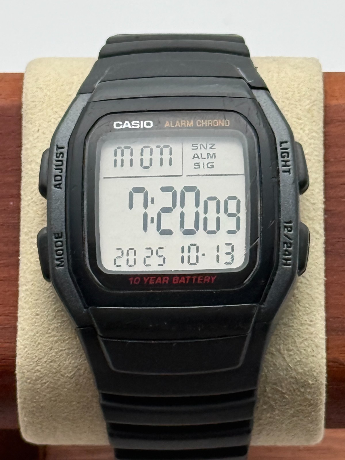 Casio W-96H-1BV Digital Quartz 36mm Dual Time LED 50M Alarm VG • New Battery