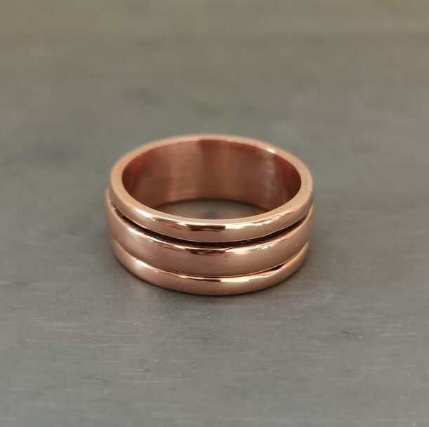 100% Solid Copper Spinner Band Ring Handmade Mediation Thumb Ring All Size SR701