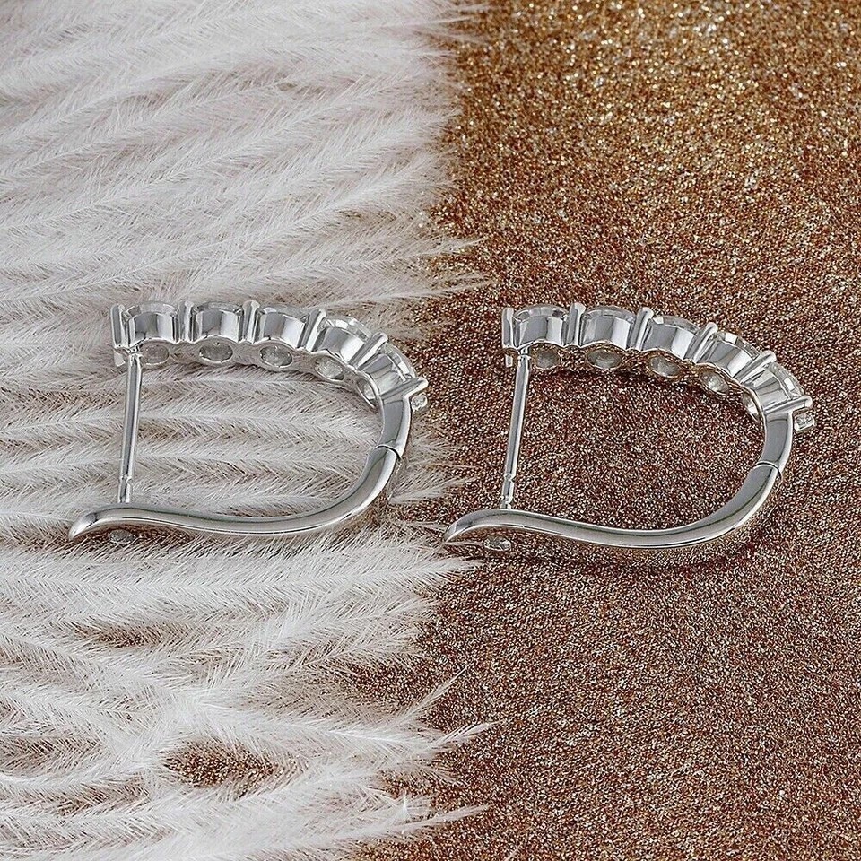 Gorgeous 2.30Ct Round Cut Simulated Diamond Hoop Earring 14K White Gold Plated