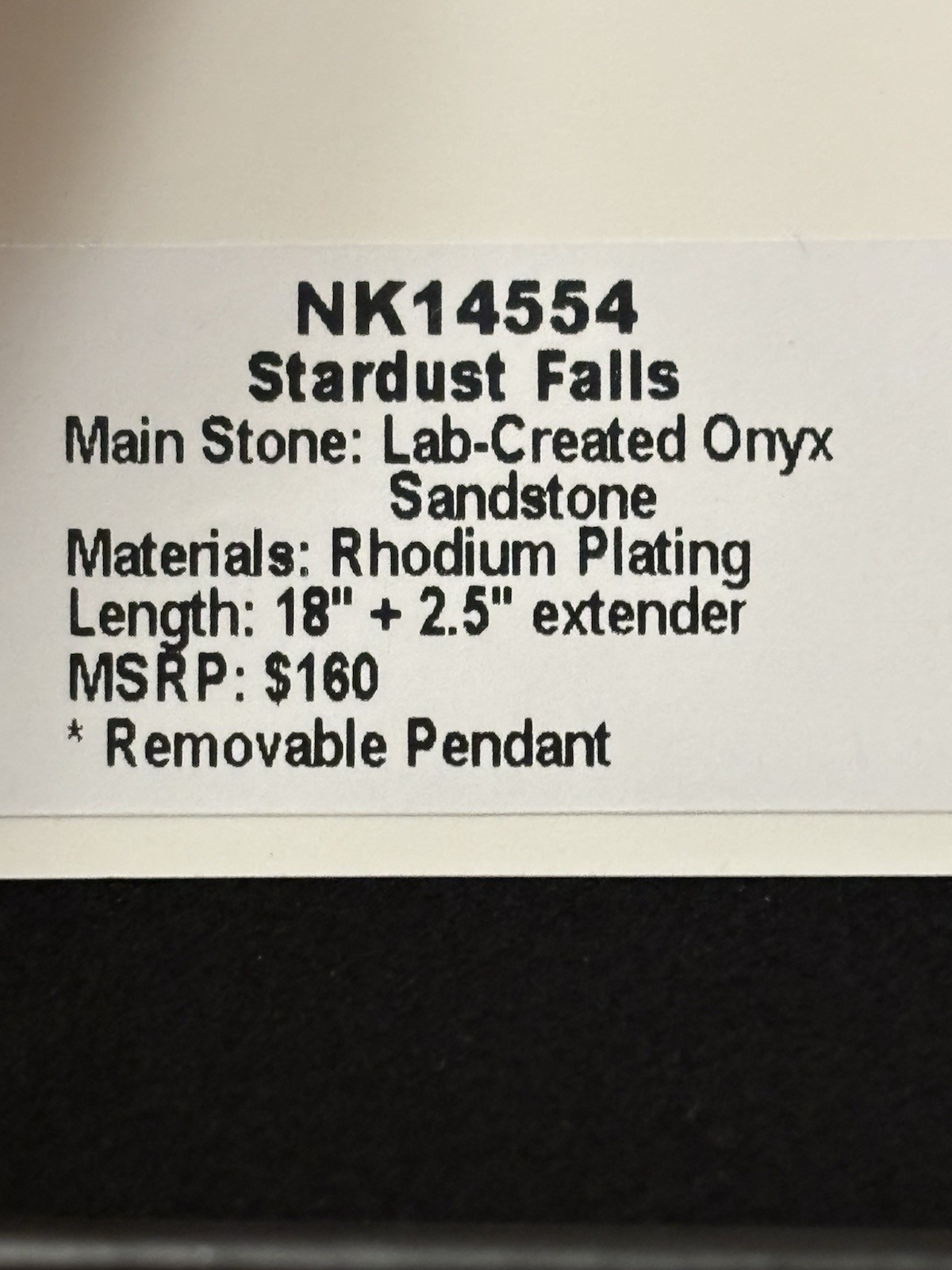 Bomb Party Obsidia “Stardust Falls” Rhodium Plated Onyx Sandstone