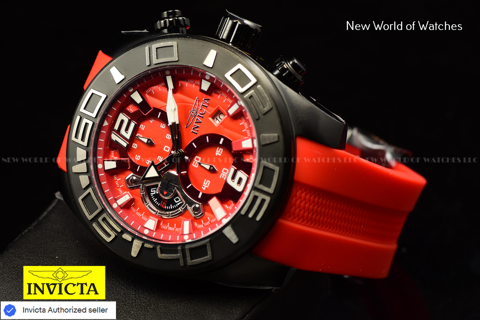 Invicta Pro Diver 50mm Red Chronograph Silicone Straps Men’s Watch 24161