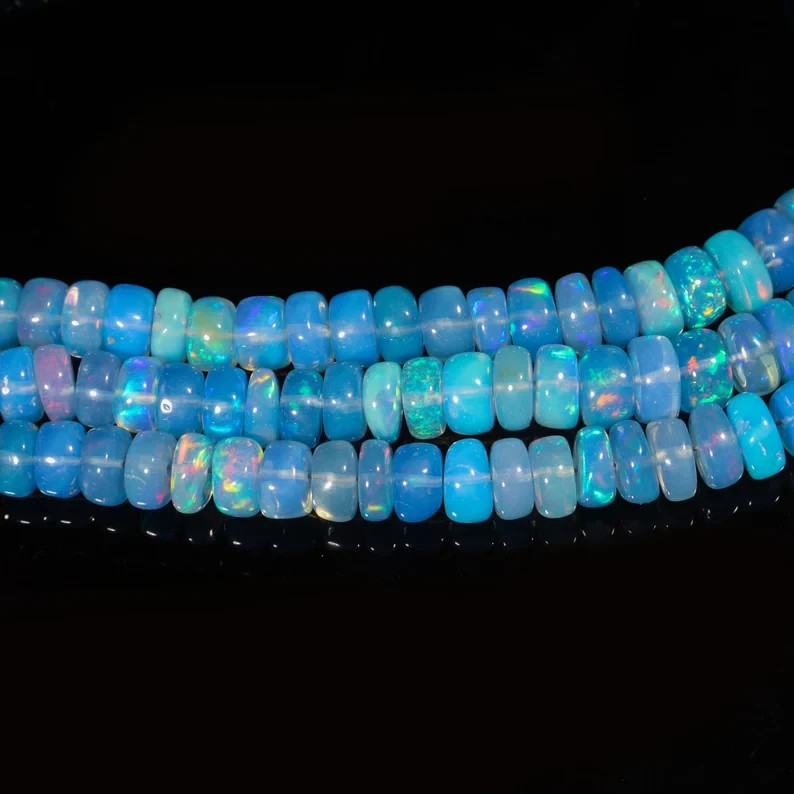 AAA Ethiopian Opal Beads: Lavender Rondelle, Welo Opal (3.5-5mm) 8”