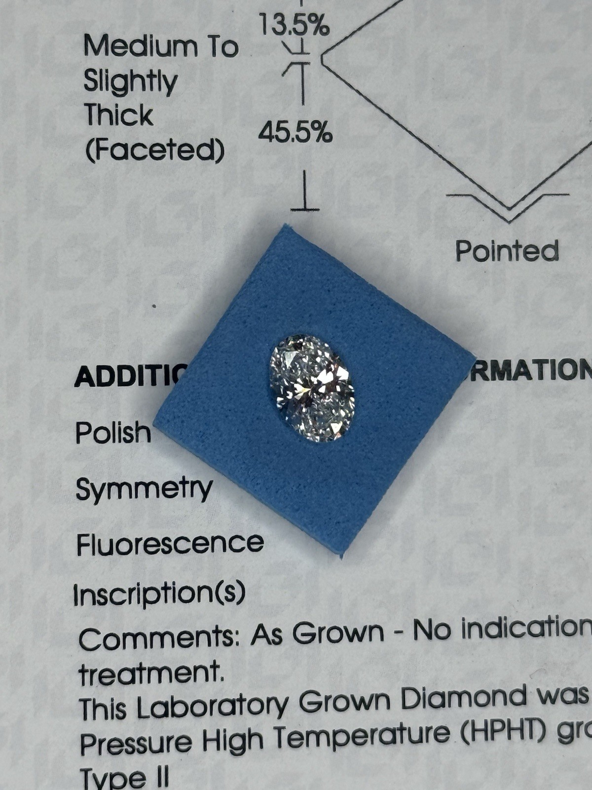 IGI Lab Grown Oval Brilliant Diamond 1.07ct E VVS2 Excellent Cut Loose