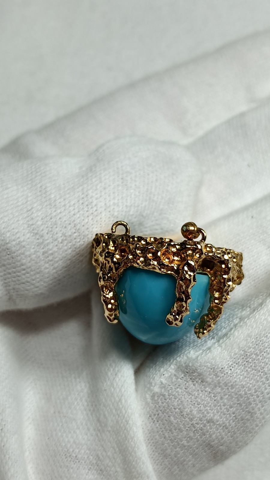 Vintage Panetta Blue Glass Gold Tone Beaded Necklace Clasp ONLY