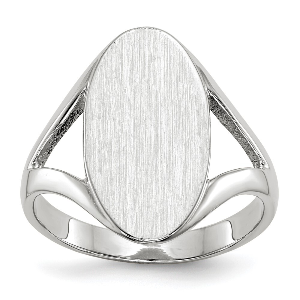 14k White Gold 17.0×9.0mm Closed Back Signet Ring for Women Size 6