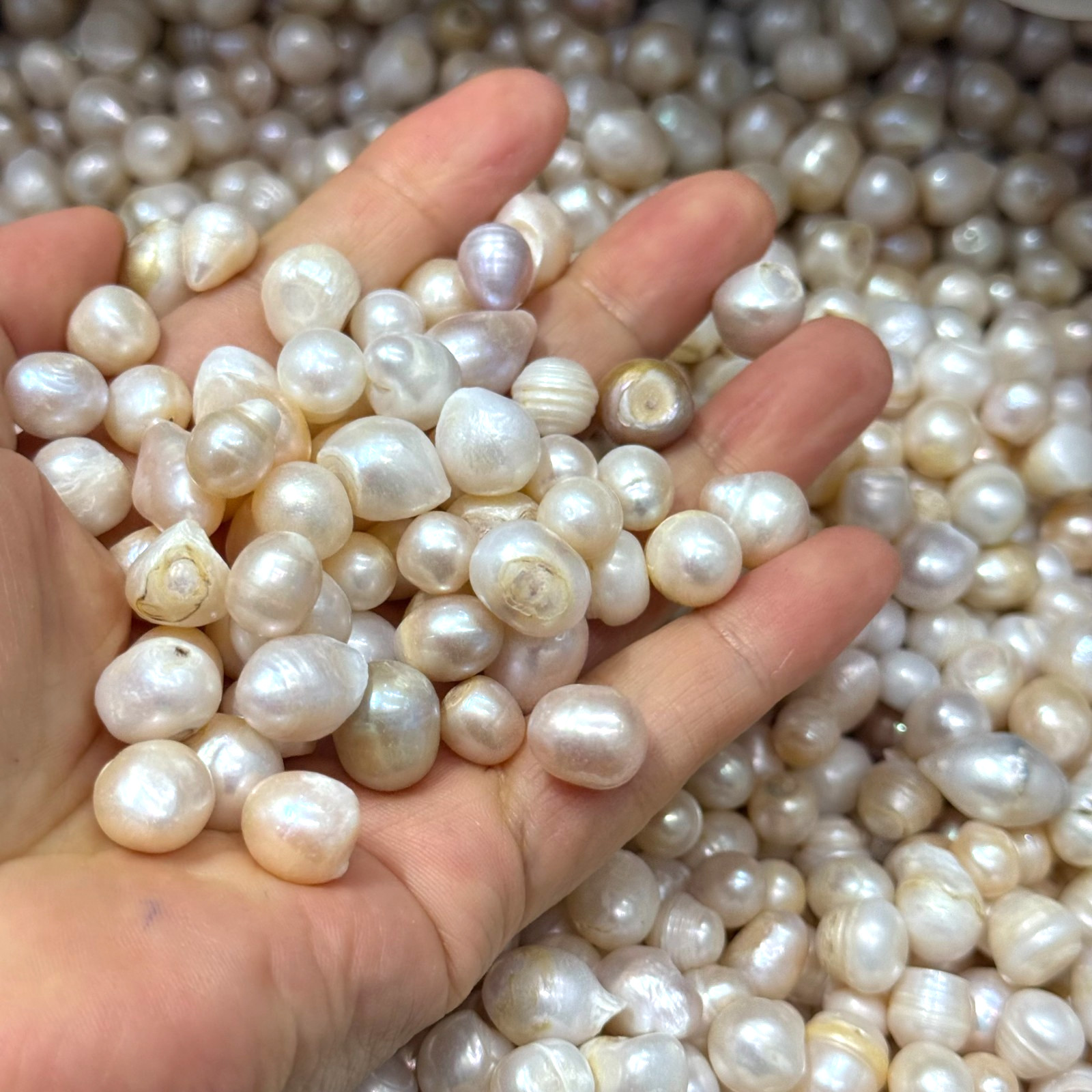 50g 35PCS 7-9mm Natural Cultured Pearl Loose Beads Baroque White Freshwater DIY