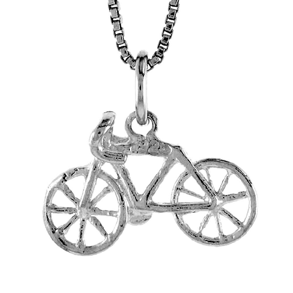 Sterling Silver Bicycle Pendant / Charm, Italian Box Chain