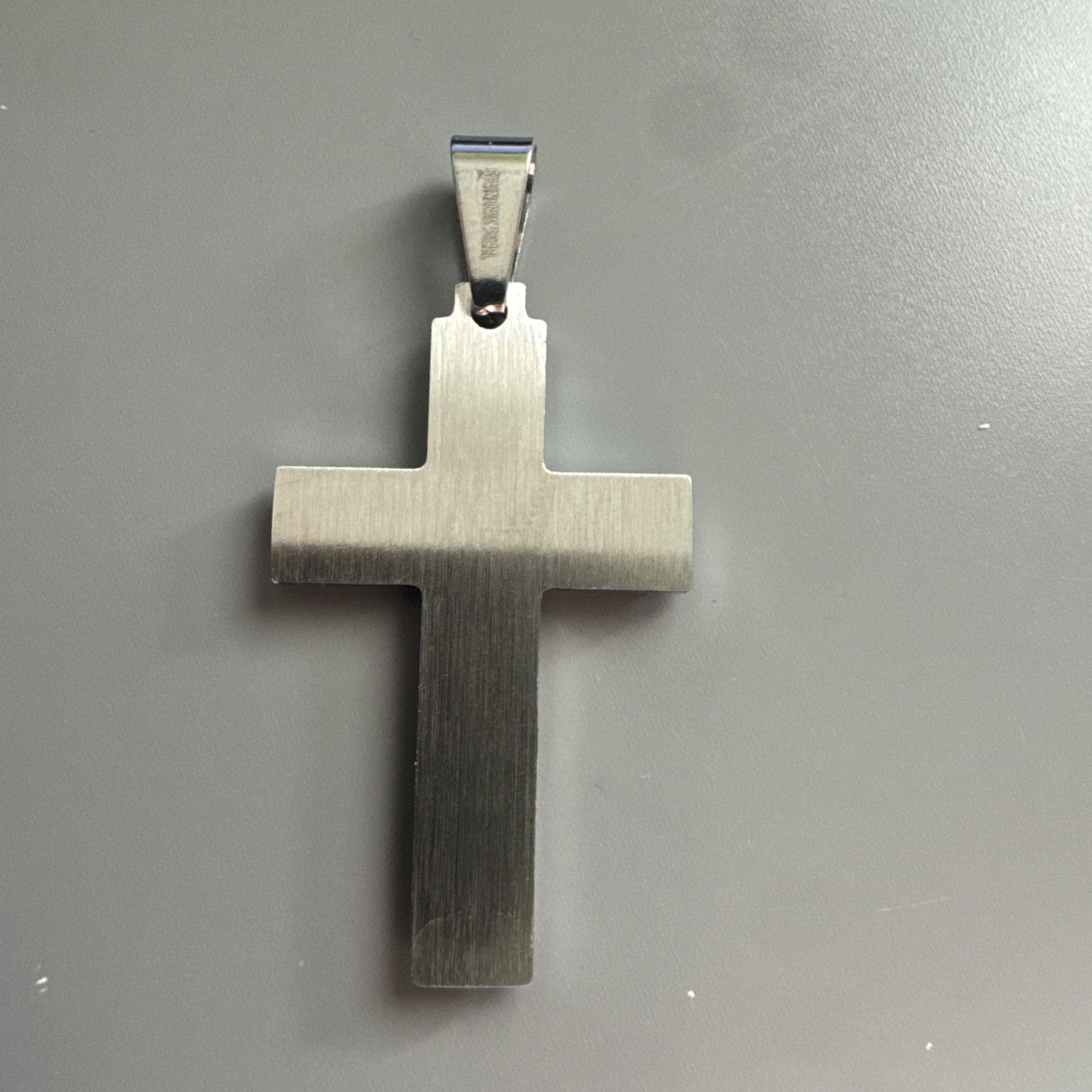 Cross Pendant Scripture Stainless Steel Silver Tone 24” Chain Faith Jesus Gift