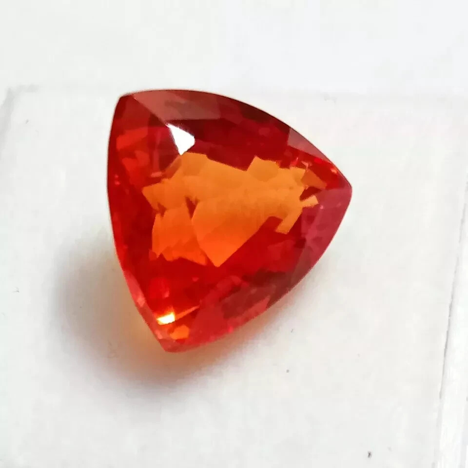 Flawless Mexican Fire Opal Red Orange 15 Ct Natural Loose Gemstone Trillion Cut