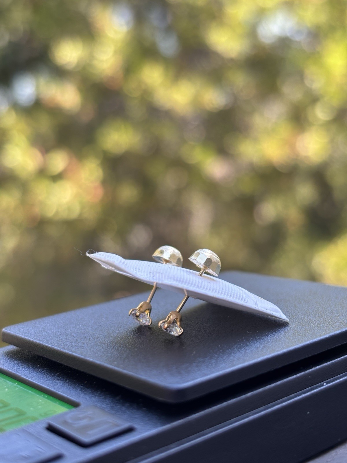 10K Yellow Gold Round Stud Earrings ,double view