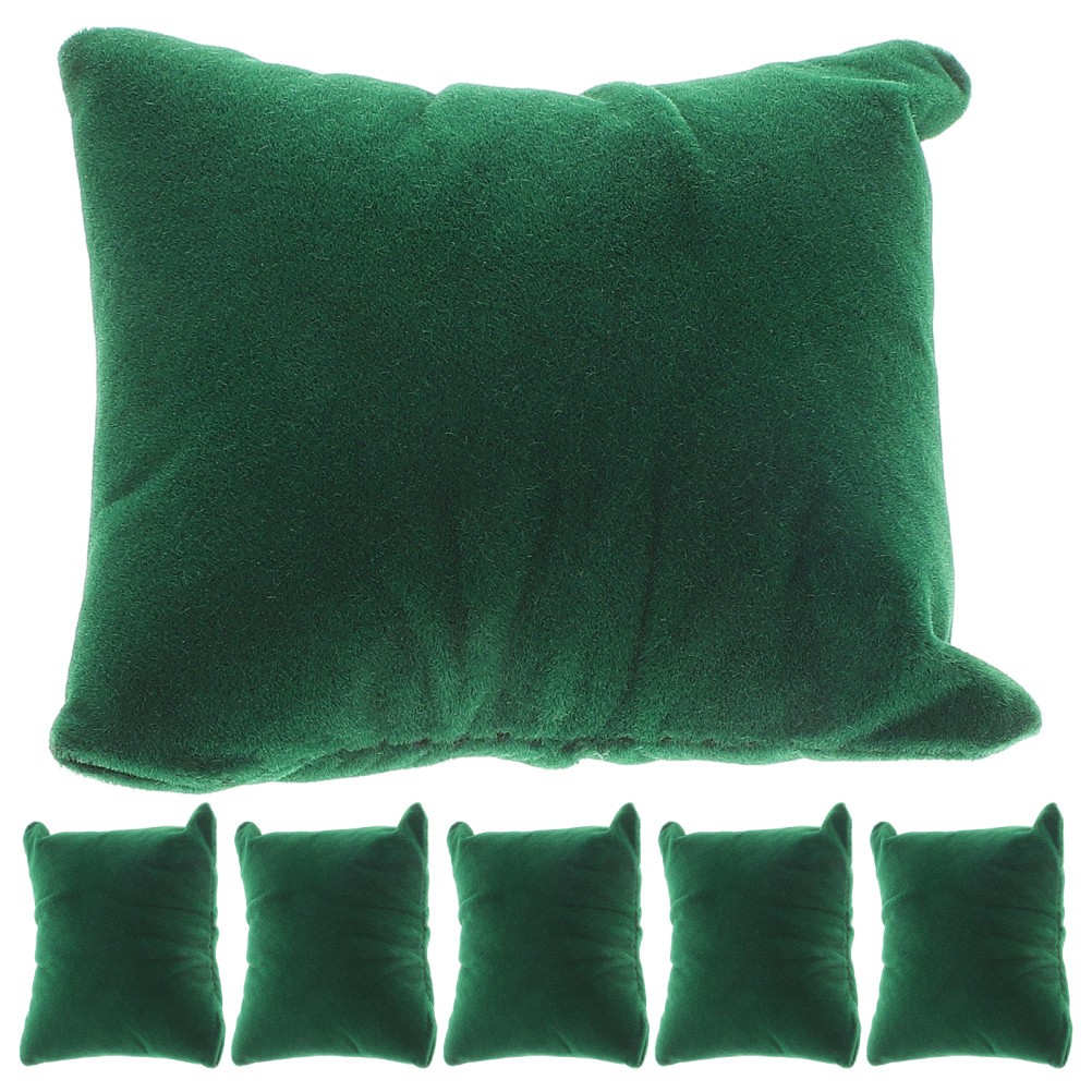 10Pcs Soft Velvet Watch Display Pillows Olive Green Plush Bracelet Cushions