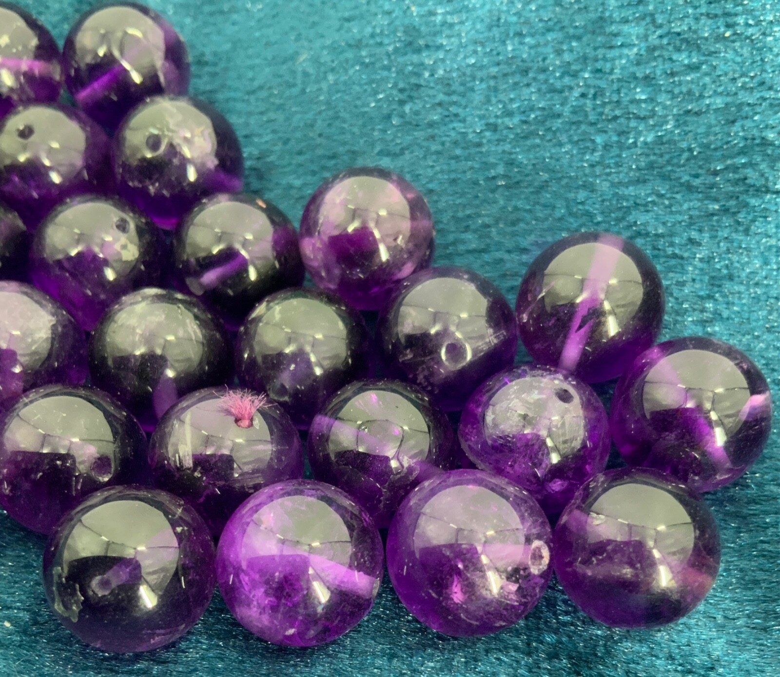 Lot (32) Genuine Amethyst Drilled Loose Jewelry Beads 10.8mm