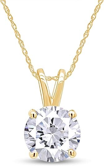 1.50 Ct Round Lab Created Diamond Pendant Necklace 14K Yellow Gold G-H VS-SI
