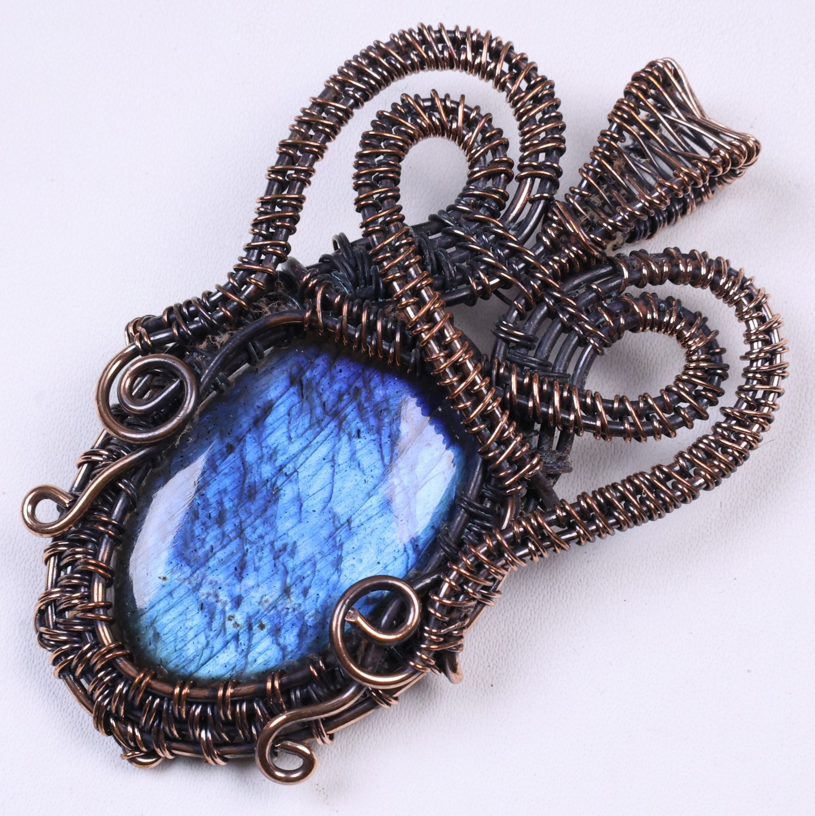 Labradorite Copper Wire Wrap Pendant Gemstone Jewelry 7.2’cm