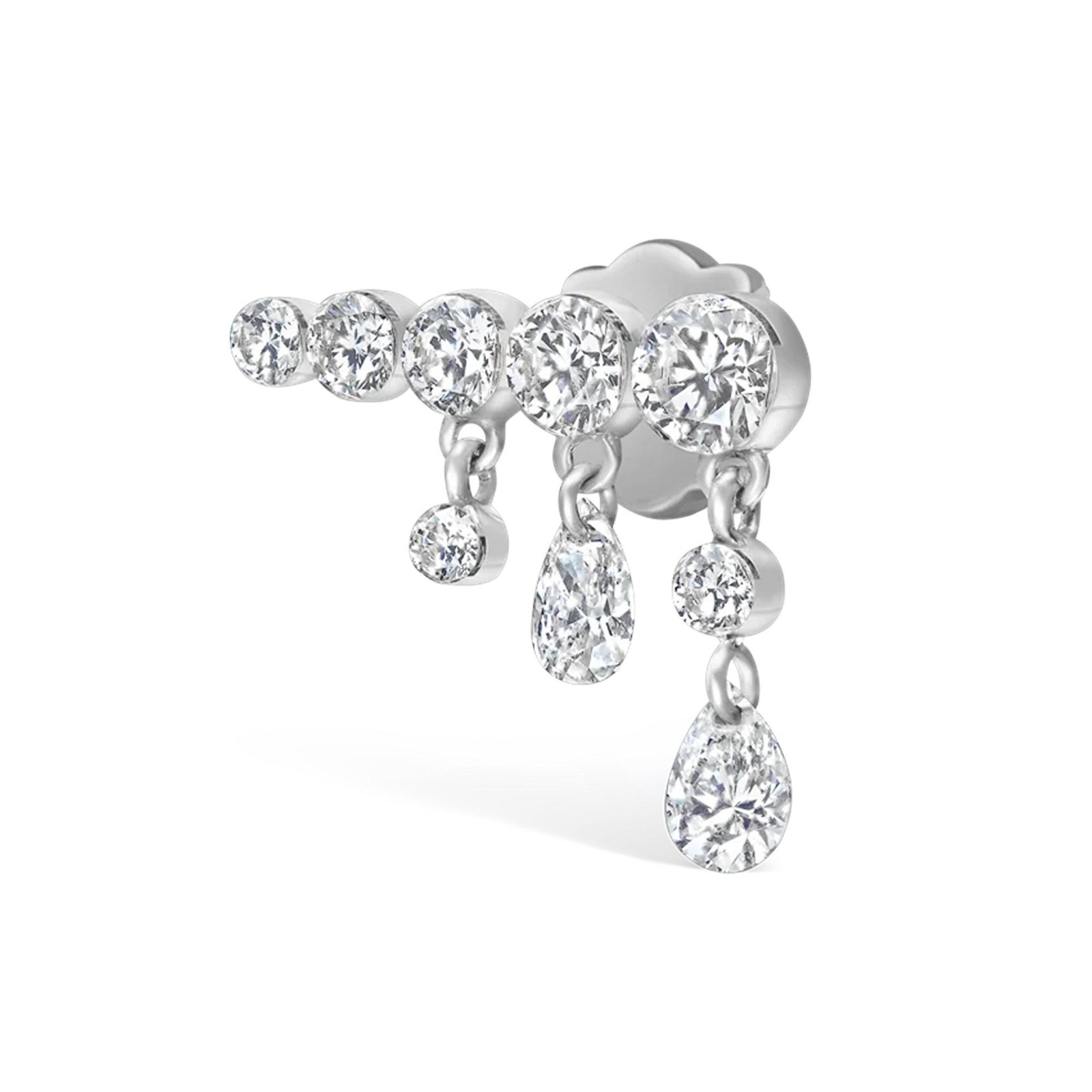 925 Sterling Silver Moissanite Pear Round Dangle Statement Earrings