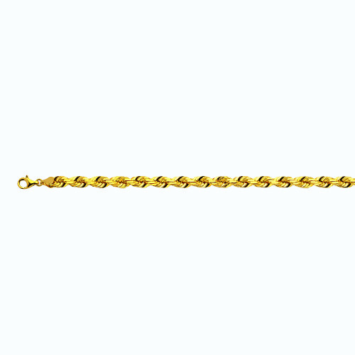 10k Yellow Gold 1.5mm-8mm Solid D/Cut Rope Chain Bracelet Size 7″-30″