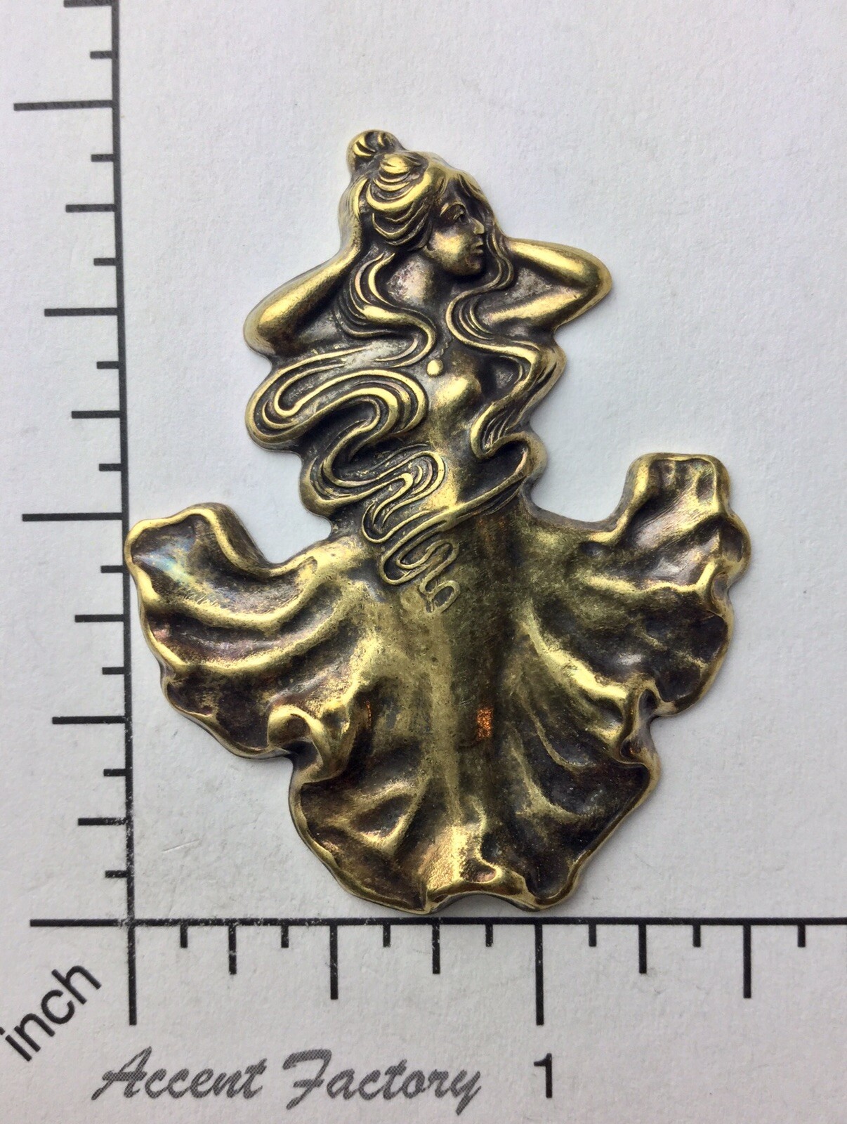 15323 Brass Oxidized Victorian Lady Dress Jewelry Finding
