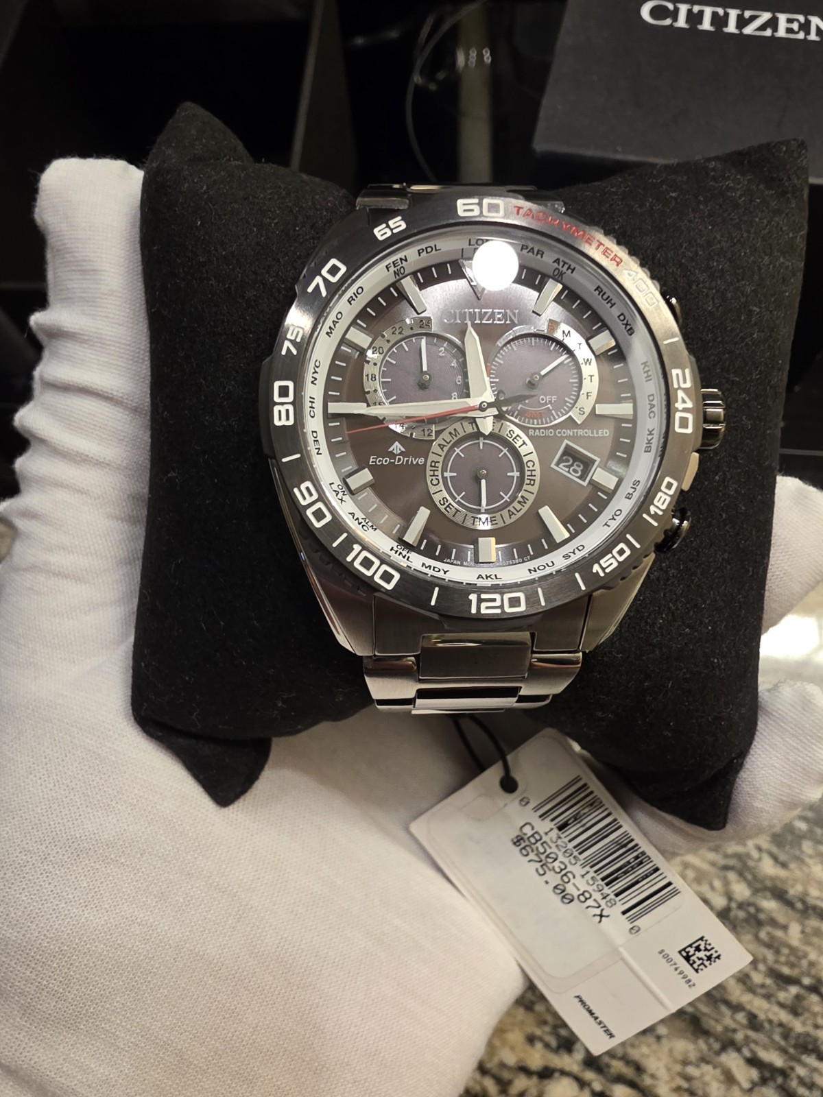 Citizen Eco-Drive Radio Controlled Chronograph Tachymeter 200m 43mm Black