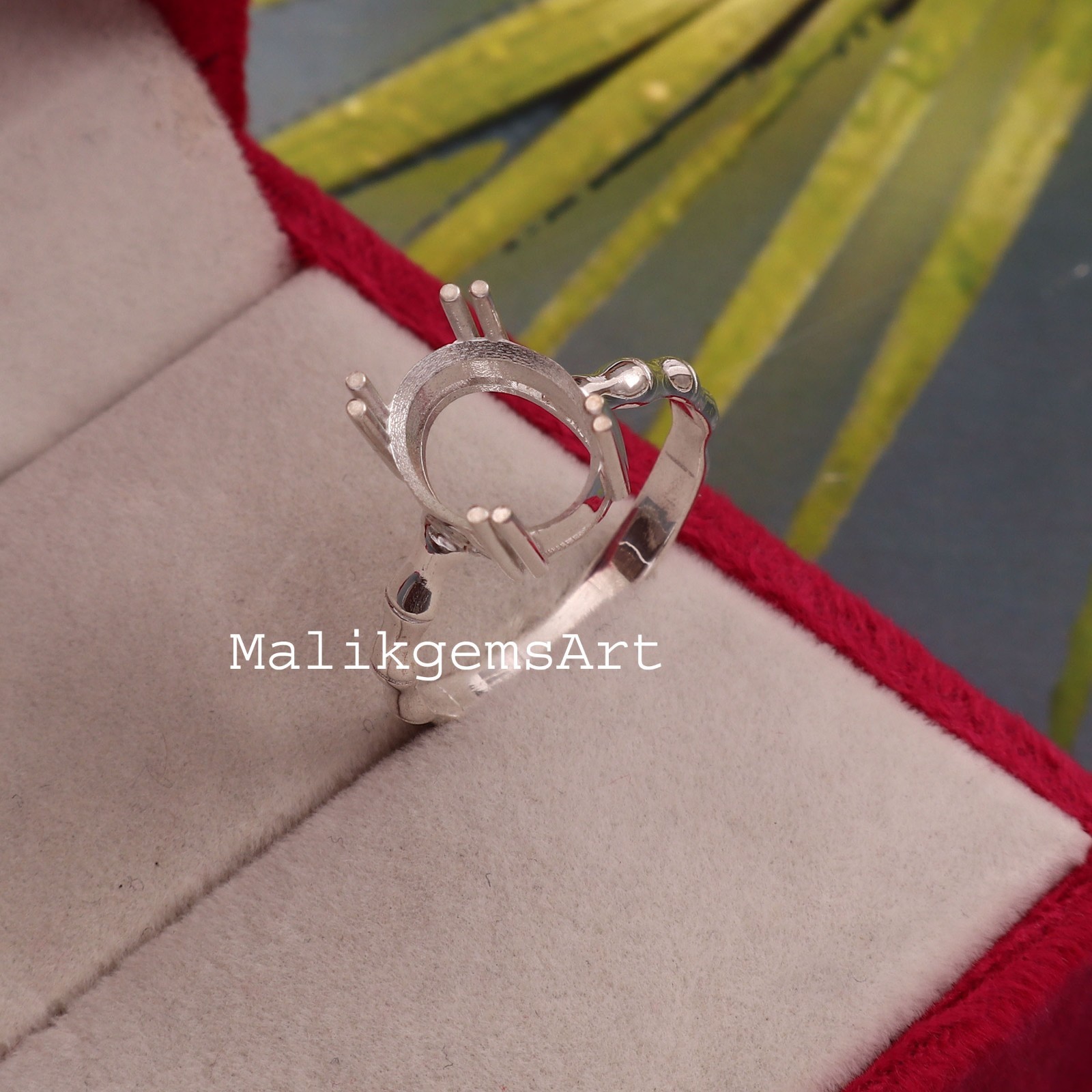 Semi Mount Ring 925 Sterling Silver 8 X 11 MM Oval Cut Blank Stone Mount Ring #2