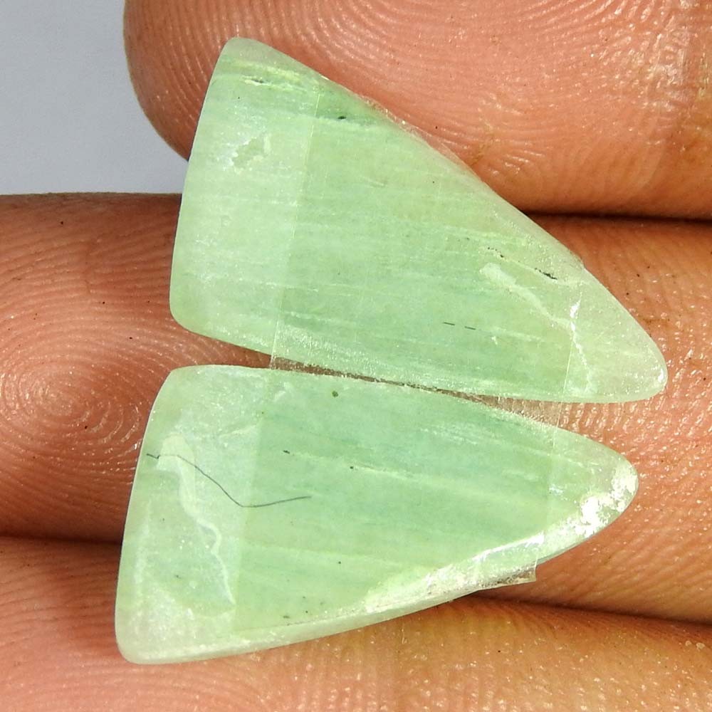 13.90Cts100%Natural Green aventurine Pyramid Fancy Pair Cabochon Loose Gemstone