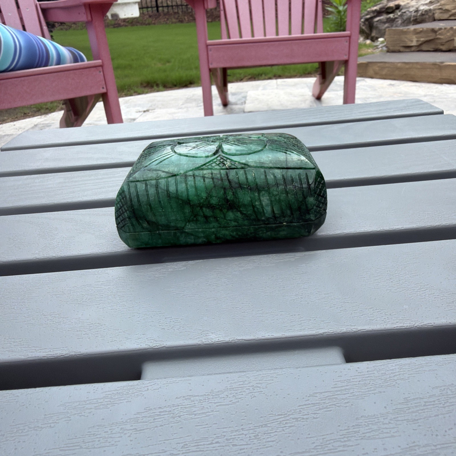 HIGH VALUE extremely large carved forest green emerald gemstone