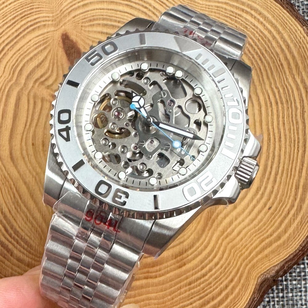 40mm Sterile Luminous Skeleton Dial NH70A Automatic Mens Watch Sapphire Glass