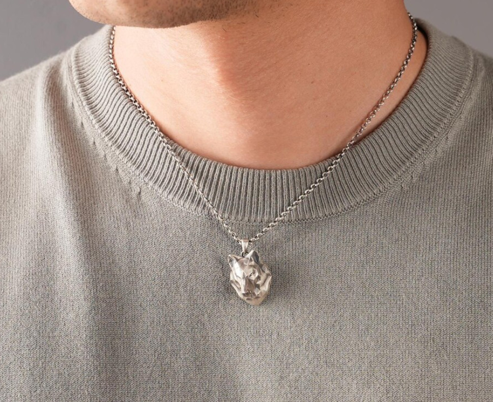 Unique Wolf Head Cut Pendant 925 Sterling Silver For Unisex Pendant Necklace