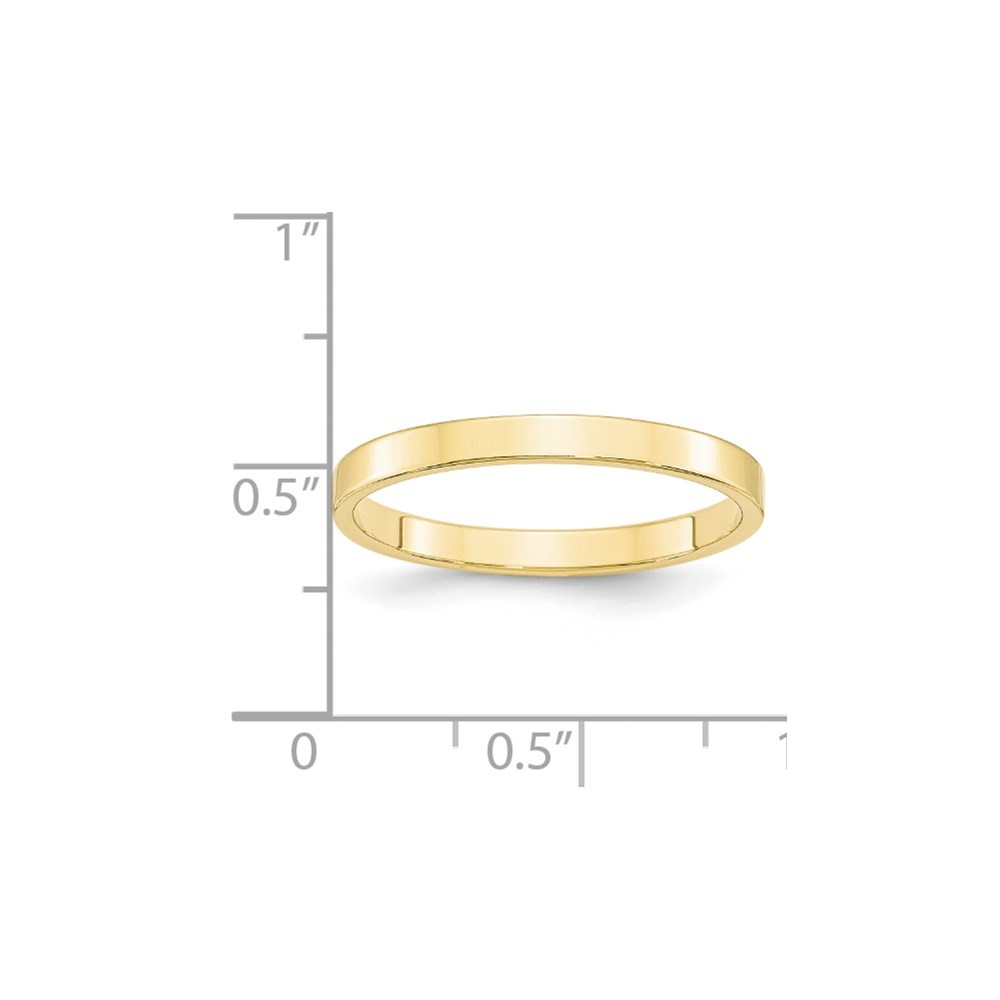 10k Yellow Gold 2.5mm Lightweight Flat Wedding Band Ring Size 6