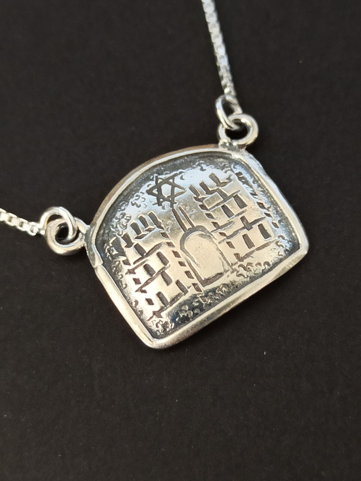 Vintage Star of David Necklace 90s Israel Artisan Silver 925 Judaica Gift Box 19