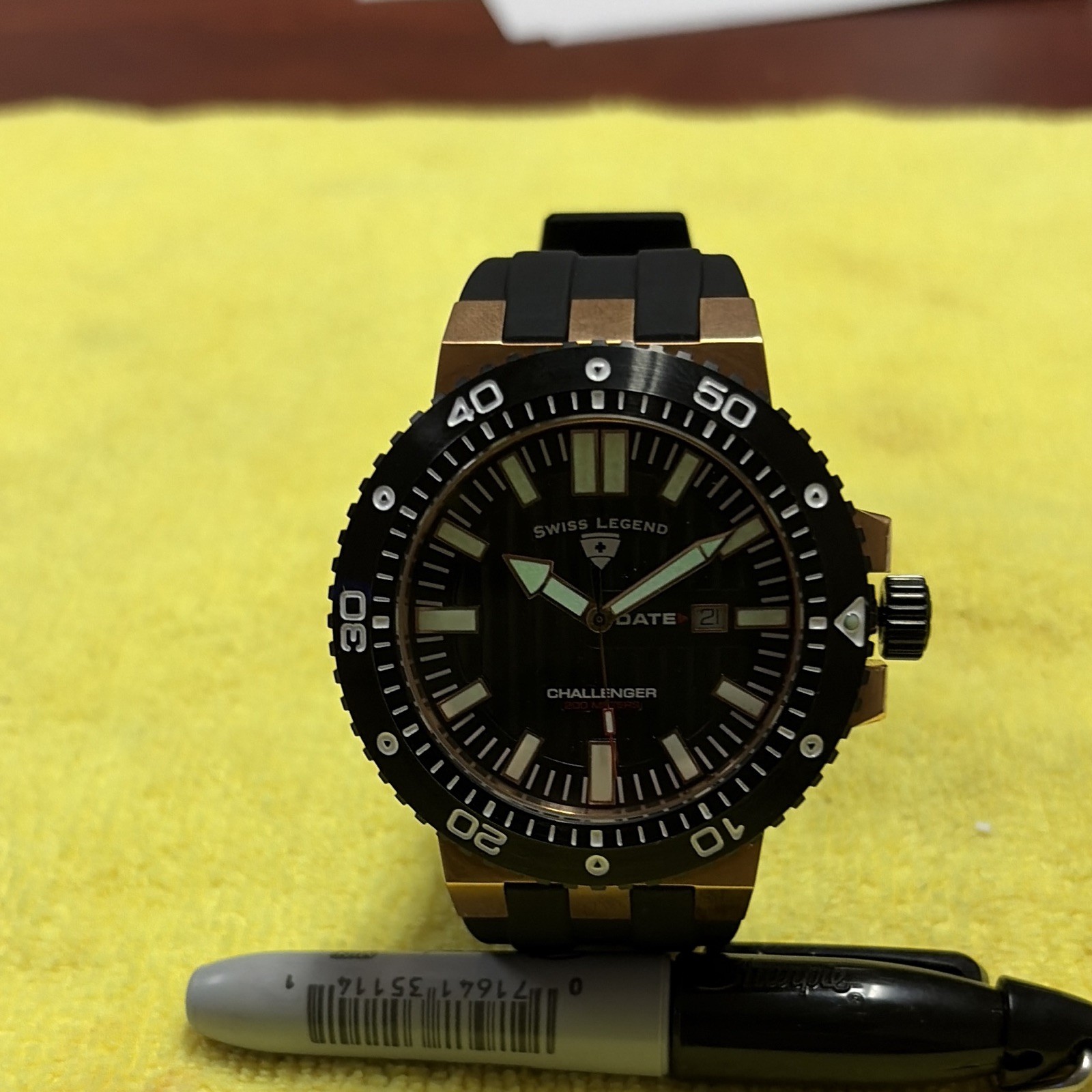 Swiss Legend Challenger Men’s Quartz Sapphire Diver 200m 47mm Black/Gold