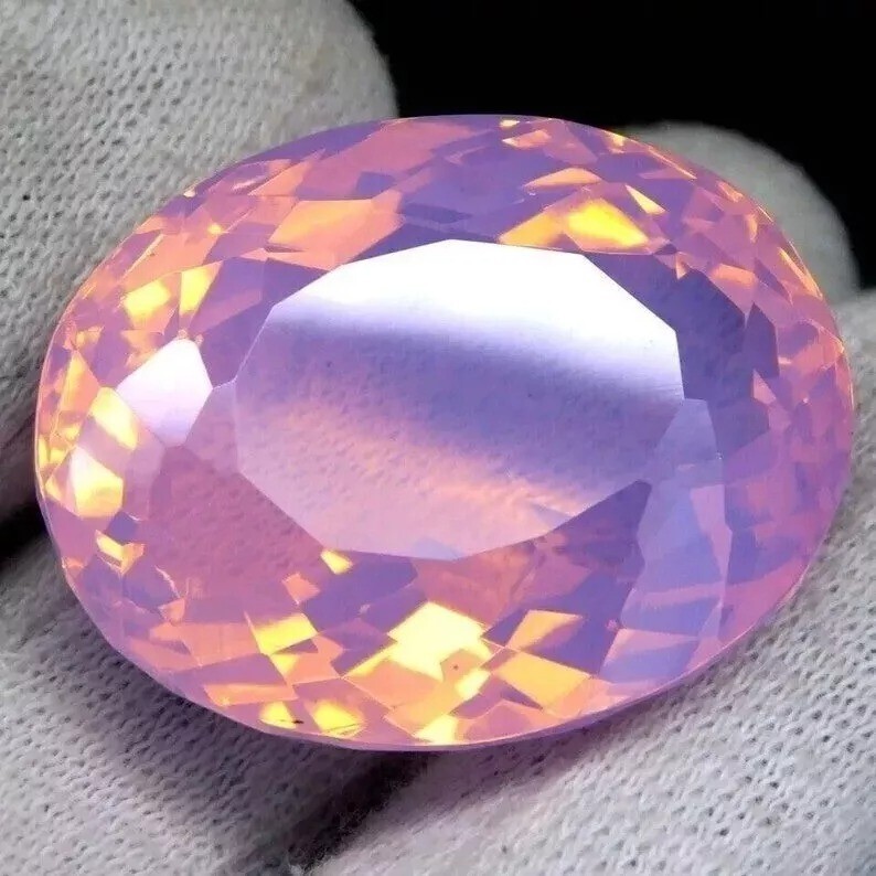 Superb Pink Opal Oval Welo Australian Flawless 89.60 Ct Certified Loose Gemstone