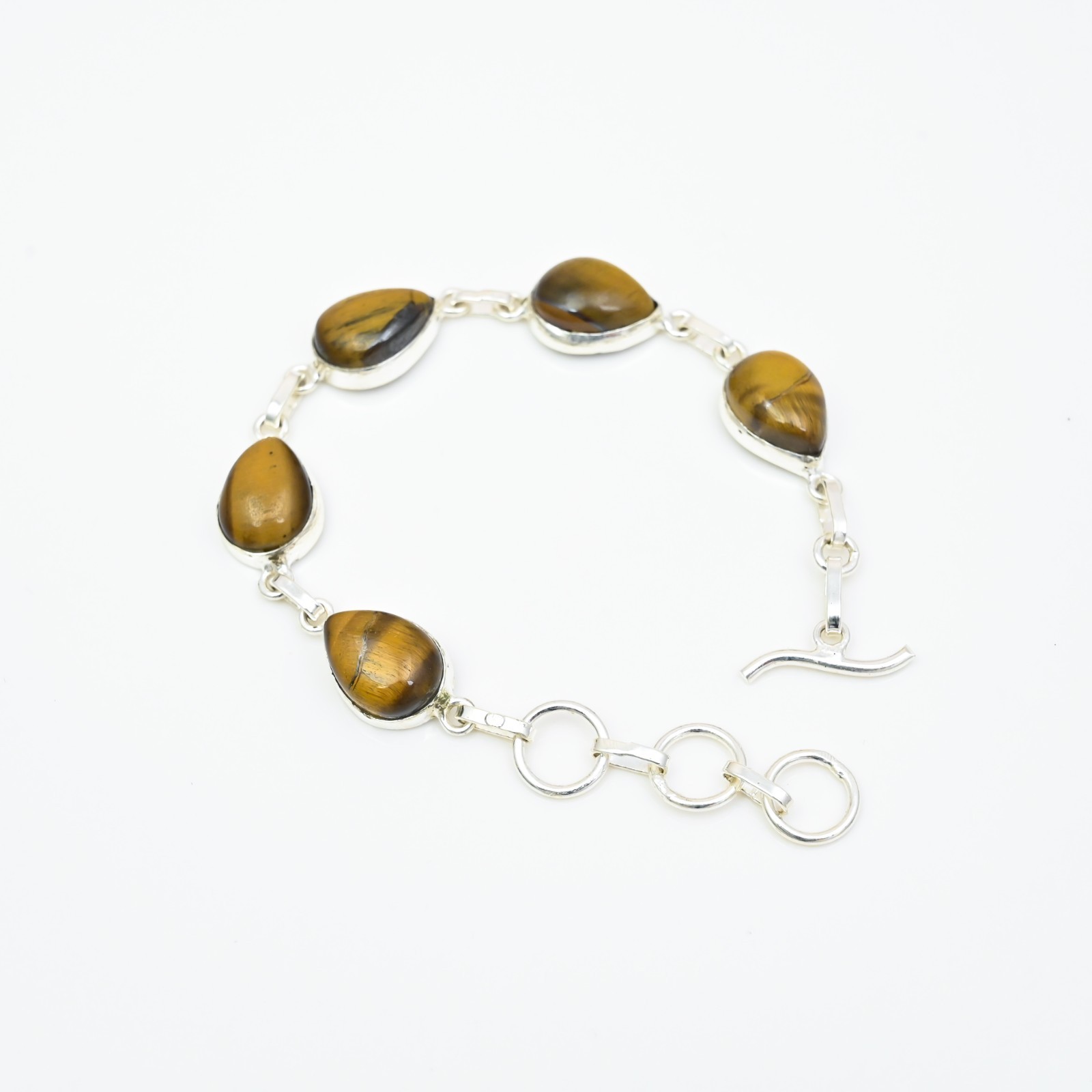Tiger Eye Gemstone 925 Sterling Silver Handmade Bracelet Jewelry Gift For Love