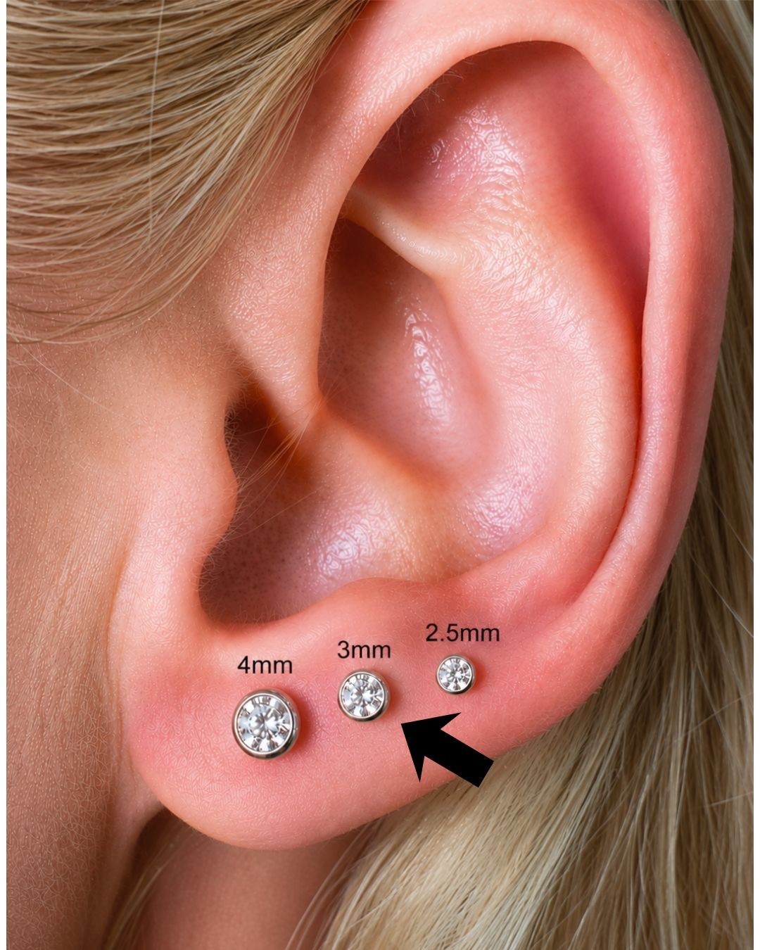 Pair of VVS1 Moissanite Stud for Women Sleep Flatback Titanium Earring Piercing