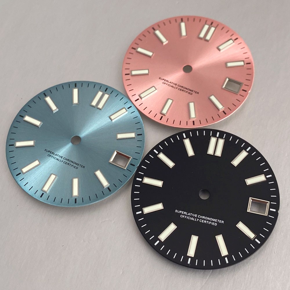 29mm Black Pink Blue Sunburst Watch Dial Fit Datejust Japan NH35 NH36 Movement